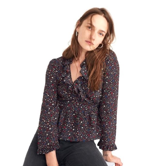 Madewell Silk Blouse Starry Night Size XS - Picture 2 of 15